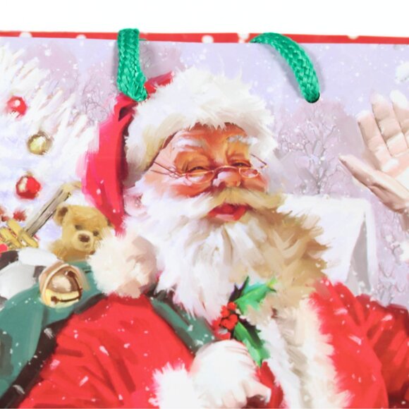 Set of 2 Used Christmas Gift Bags Santa Snowman Reusable Crafting Scrapbooking - Picture 3 of 15